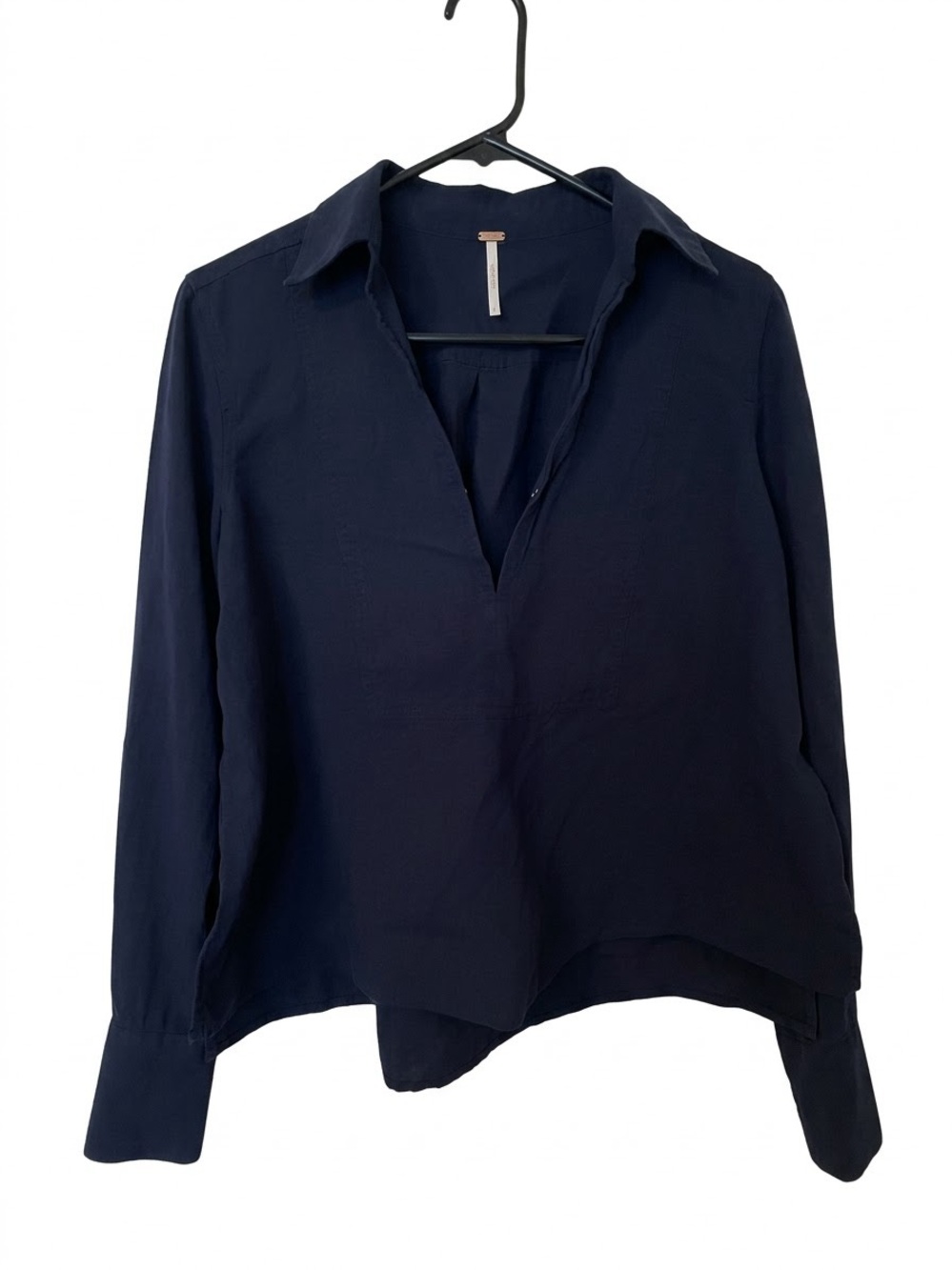 Free People Black Button-Down Popover Shirt